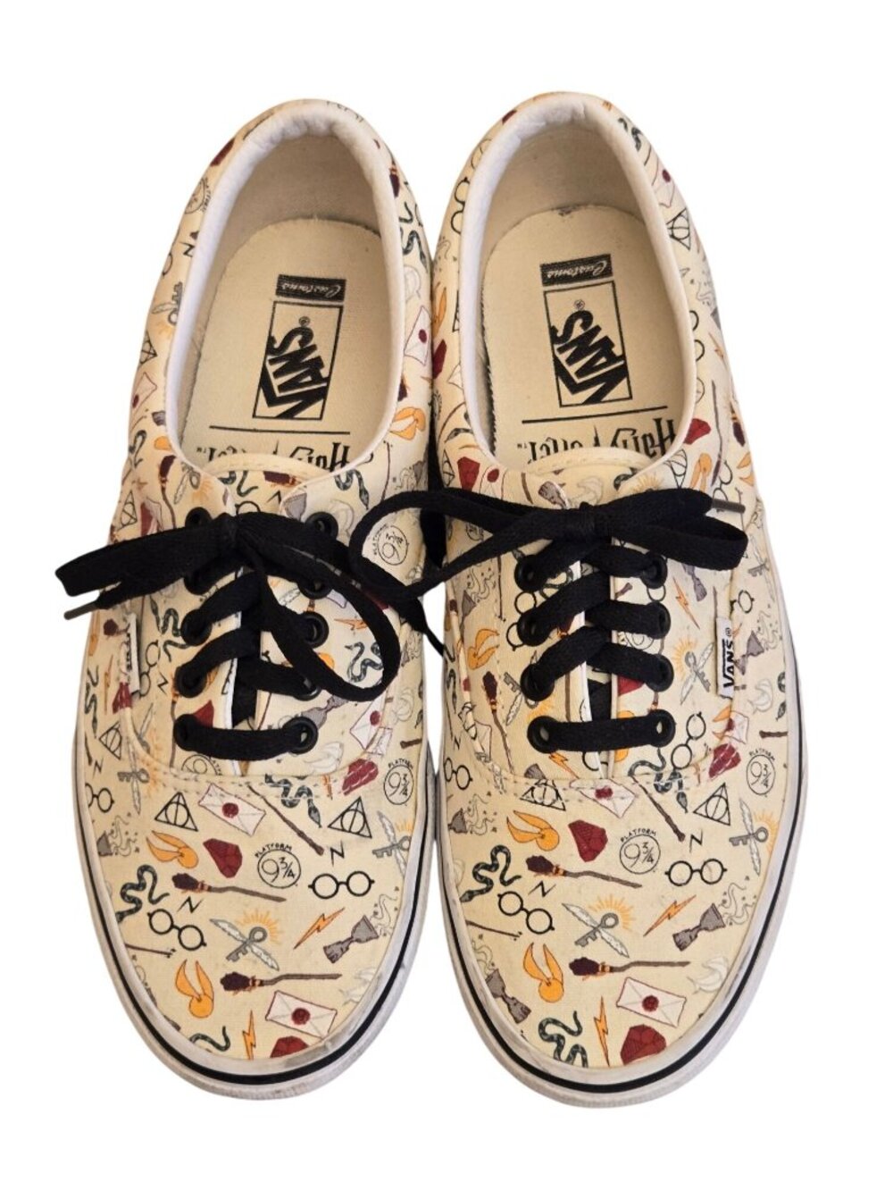 Vans X Harry Potter Era Cream Icon Sneakers All Over Print Size 8.5 Men / 10 Wom